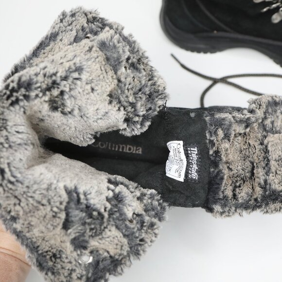 Columbia Lavela II Suede Winter Snow Boots Waterproof Thinsulate Black Faux Fur - Picture 7 of 12